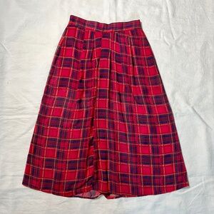 Vintage Women's Long Plaid Skirt Tartan Grunge 90s Indie Sleeze Sheer Maxi
